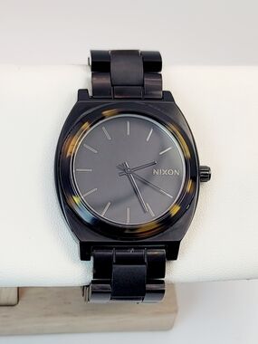 Nixon Black Watch with Tortoiseshell Bezel Accents
